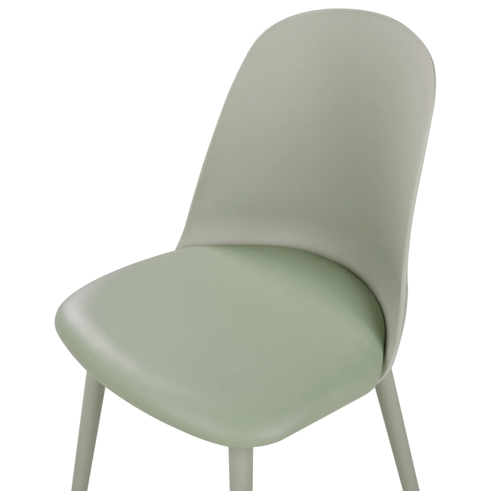 Set di 2 sedie da pranzo Verde chiaro Seduta sintetica imbottita Sedute da cucina Soggiorno moderno e minimalista