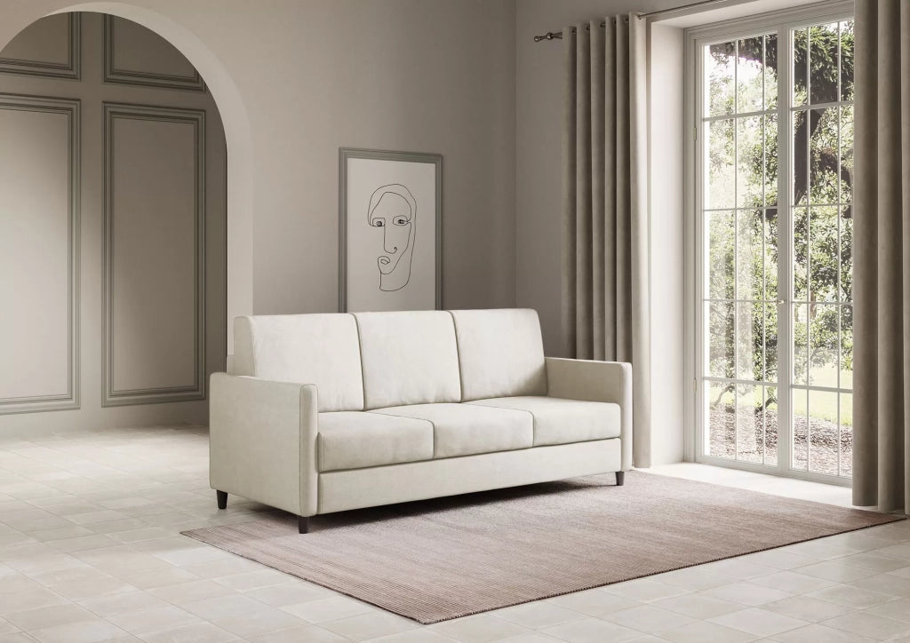 Divano karay 3 posti (tre sedute da 60cm) misure esterne l.198cm | latte - Mobili 2G
