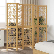 Divisorio Ambienti | Divider per stanze | Paravento 5 Pannelli Marrone Legno Massello Paulownia