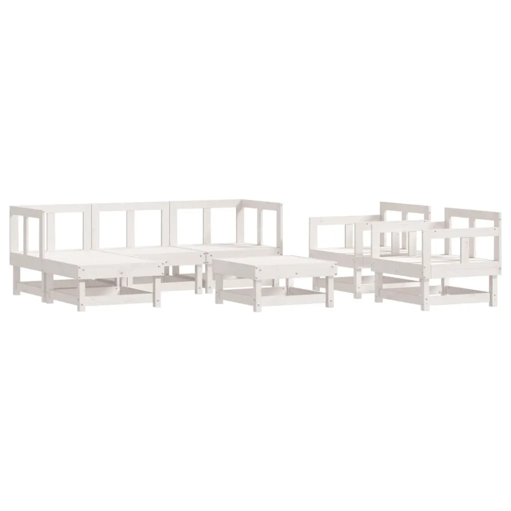 Set Salotto da Giardino 7 pz Bianco in Legno Massello di Pinocod mxl 69968