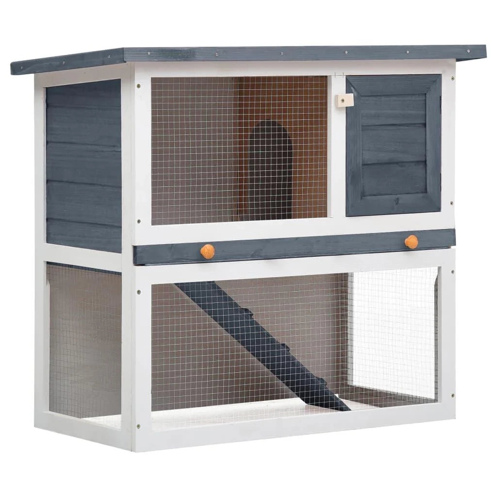 Conigliera da esterno con 1 porta 90 x 45 x 80 cm legno grigio 02_0000586
