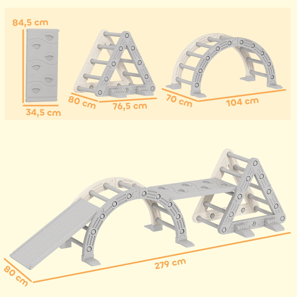 Casetta per arrampicata bambini ¨C zephmum ¨C grigio 279x80x69 cm