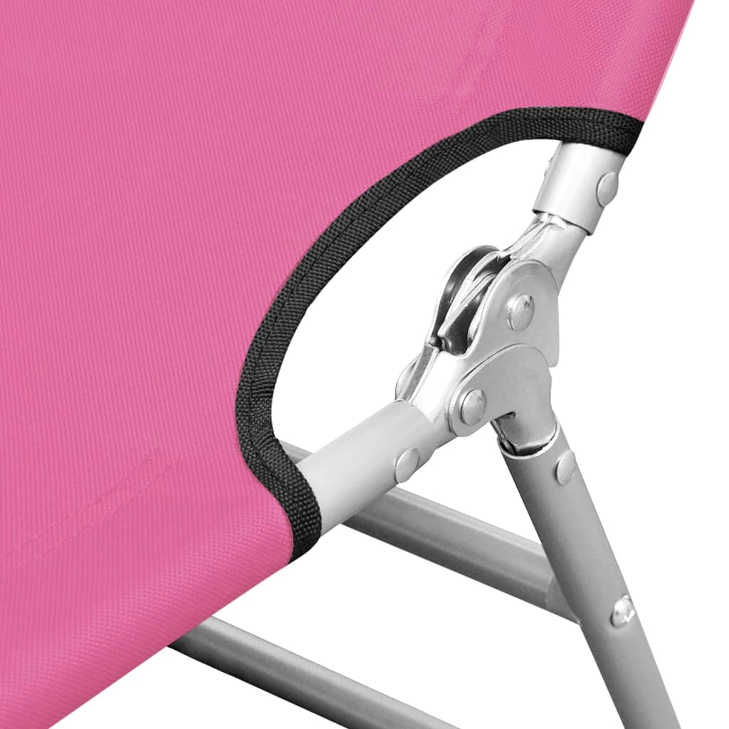 Lettino prendisole pieghevole/sedia a sdraio/letto da giardino/terrazza/mobili da esterno con poggiatesta acciaio rosa magento 02_0012852