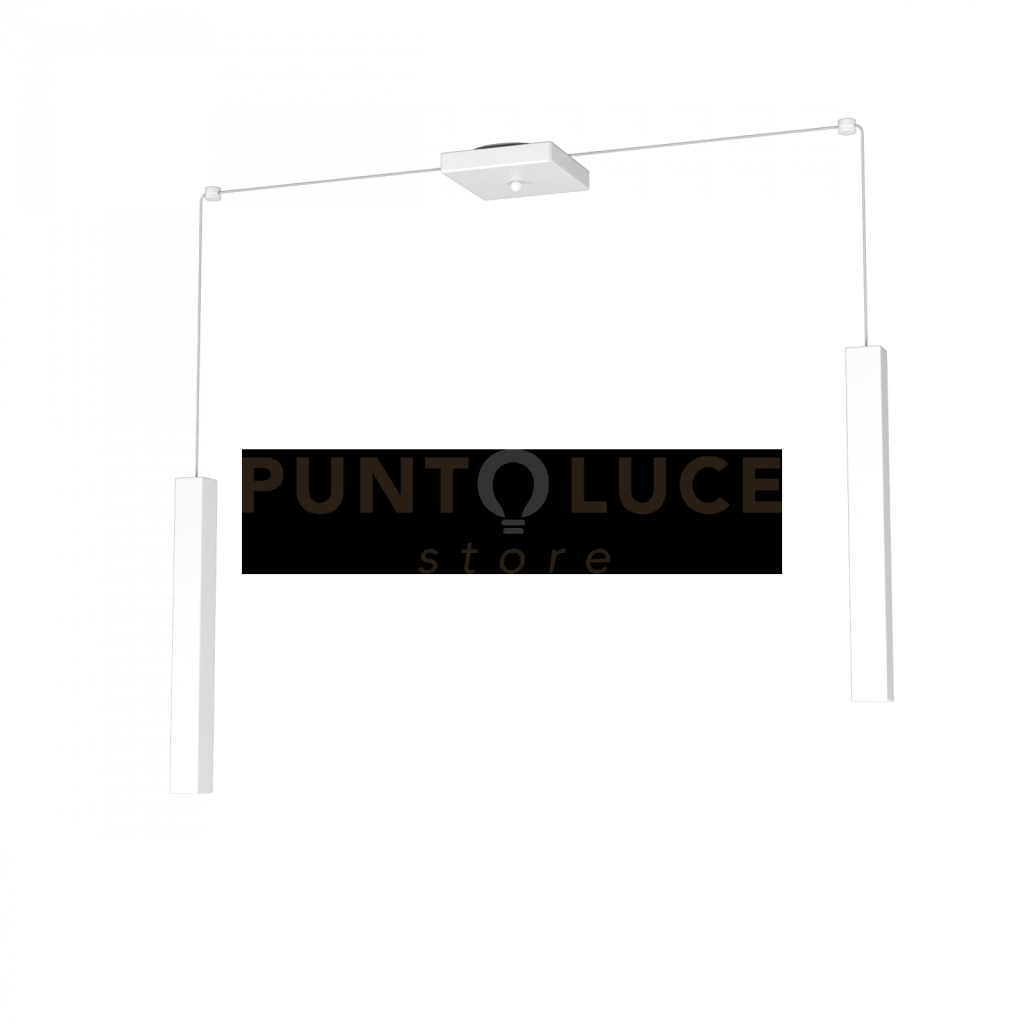 SQUARE TUBE SOSPENSIONE 2 LUCI BIANCO CAVO CM.250 CON BASE 1173-S2-BI