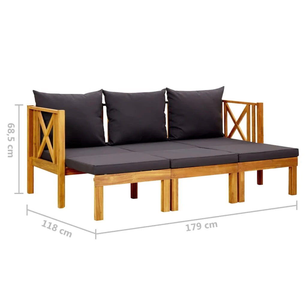 Panchina da giardino arredo esterno per patio terrazzo 3 posti con cuscini 179 cm legno massello di acacia 02_0011319