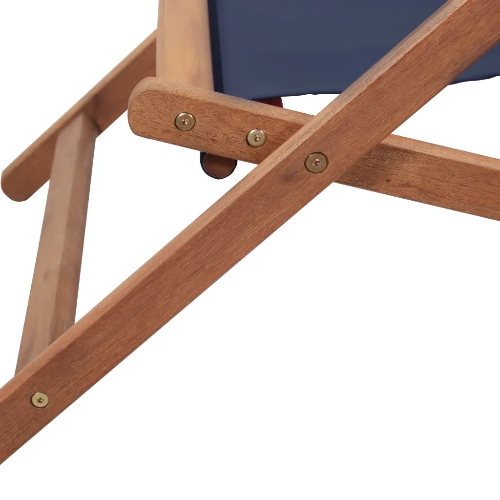 Sdraio da Spiaggia Pieghevole Telaio in Legno e Tessuto Blu 43996