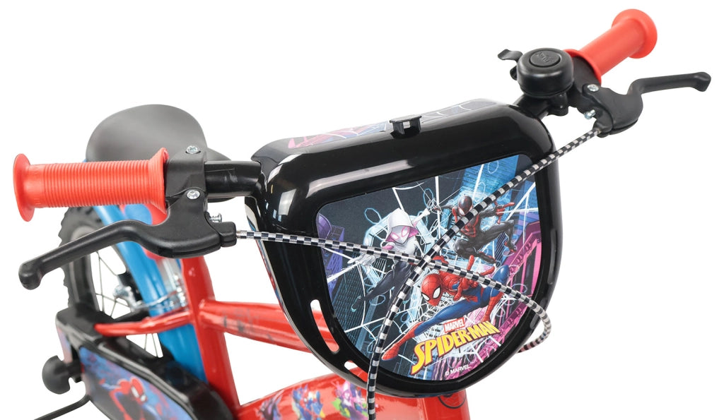 Bicicletta per Bambini 14" Marvel Spiderman Freni Caliper e Stabilizzatori in Acciaio Hi-Ten Rosso