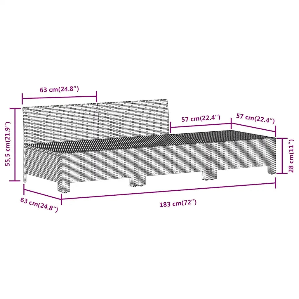 Set da giardino 3 pezzi con cuscini grigio in polyrattan 362692