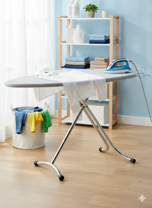 Asse da Stiro Rugby Plus 125x46 cm Salvaspazio Ampia Area Gambe Triple in Acciaio