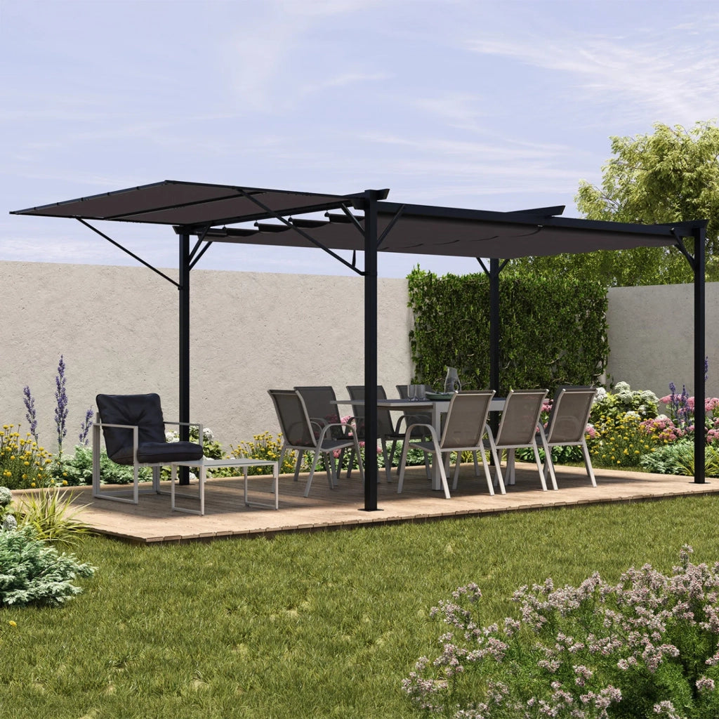 IDMarket - Tenda inclinabile e regolabile 250 x 150 cm per pergola retrattile grigio antracite