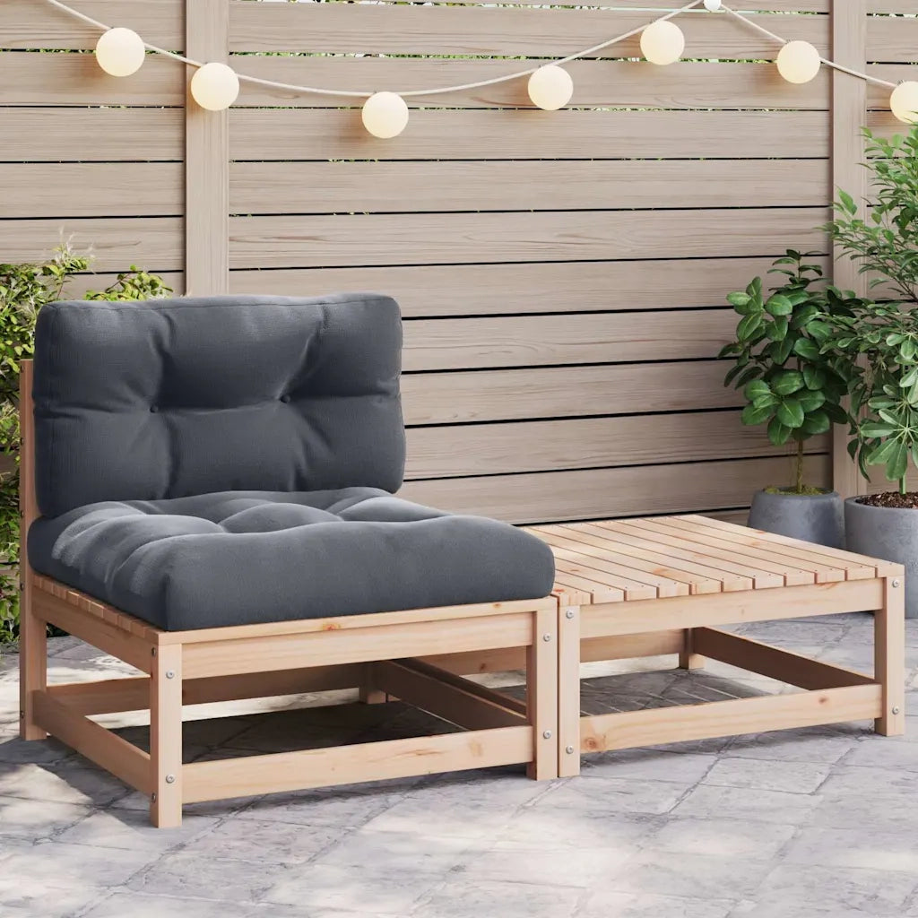 Salotto da Giardino-Set Divani da Giardino 2 pz con Cuscini Legno Massello Pino