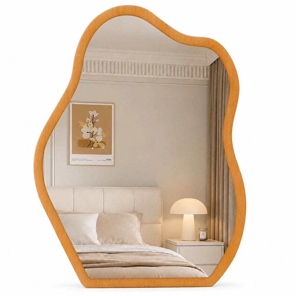 Specchio Asimmetrico da Parete Quercia Cornice Legno Decorazione Interni 46x60cm
