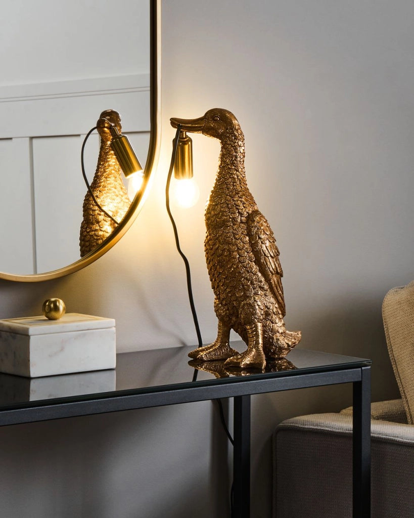 Lampada da tavolo in poliresina oro Luce da comodino Lampada da lettura a tema animale Soggiorno Camera da letto Stile glam