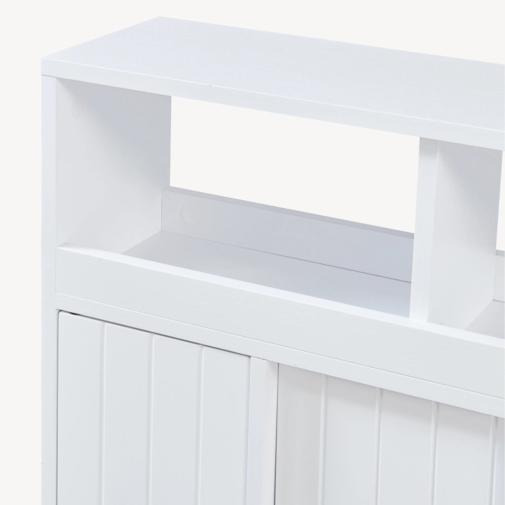 Armadietto Stretto Fadeskimma Mobile Contenitore con Rotelle e 3 Ante 72x70x20 cm Bianco [en.casa]