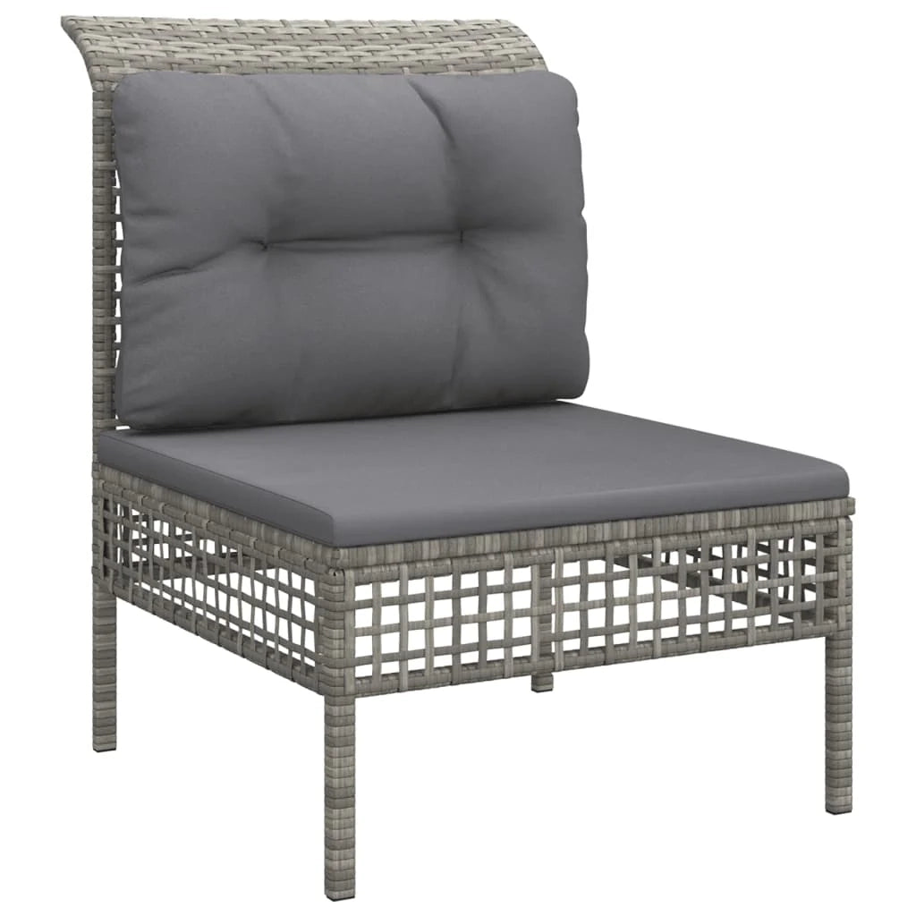 Set di mobili da giardino mobili da esterno set da 6 pezzi con cuscini resina intrecciata grigia 02_0016799