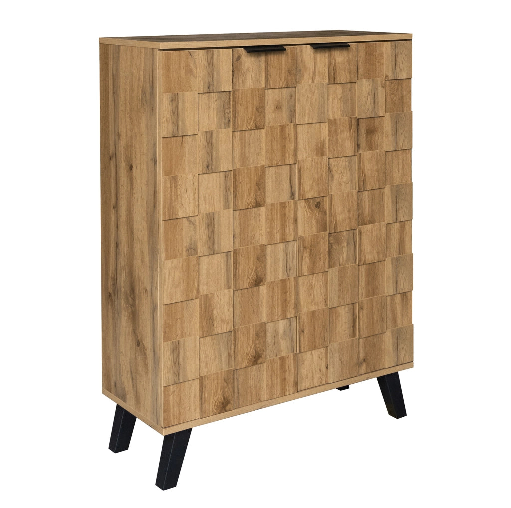 Scarpiera in legno con 5 ripiani e ante, 80,5x35x109,5 cm
