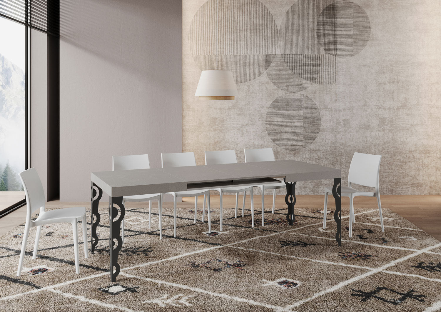 Tavolo Allungabile 120/380x90 cm Karamay Cashmere Gambe Antracite