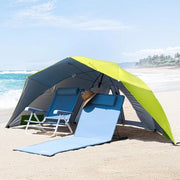 Parasole da spiaggia con finestra e protezione dal vento - tessuto in poliestere UV-resistente - verde
