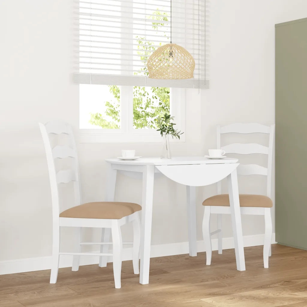 Sedie da Pranzo con Cuscini 2 pz Bianco Legno Massello di Hevea 4102498
