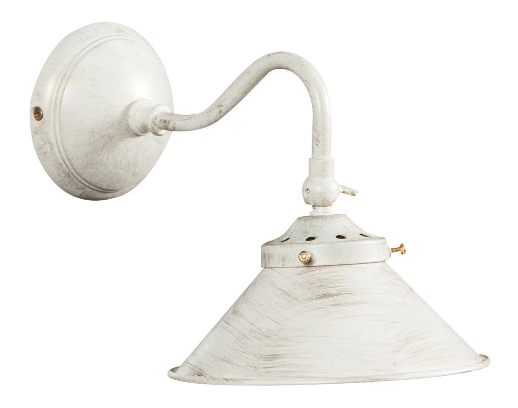 Biscottini Lampada applique a muro style Country in fusione di ottone patinato in bianco invecchiato L25XPR16XH17 cm Made in Italy