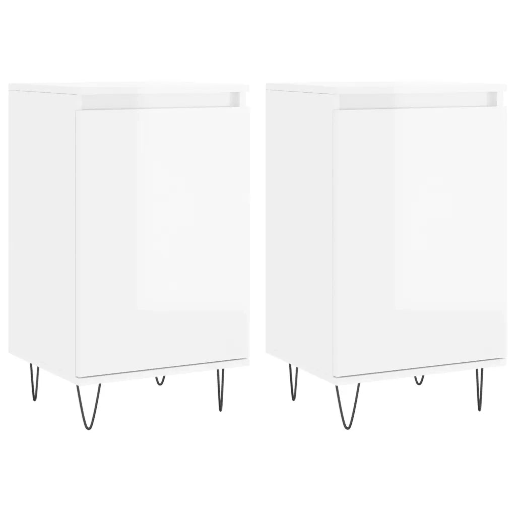 Credenze 2 pz Bianco Lucido 40x35x70 cm in Legno Multistrato 831057