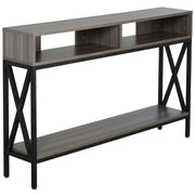 Tavolo Consolle da Ingresso Industriale Multifunzione ¨C zephmum ¨C 120x23.5x75 cm Legno Grigio