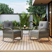 Set balcone 3 pezzi in rattan ¨C Minimal ¨C cuscini grigi, capacit¨¤ di carico 160 kg