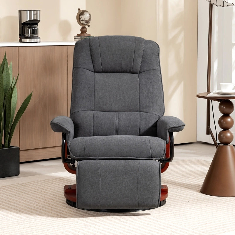 POLTRONA RELAX Girevole 360° Reclinabile fino a 145° con Poggiapiedi Grigia
