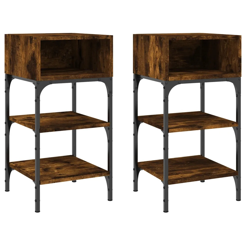 Comodini 2 pz-Set di 2 Tavolino da notte Rovere Fumo 35x34,5x70 cm in Legno Multistrato
