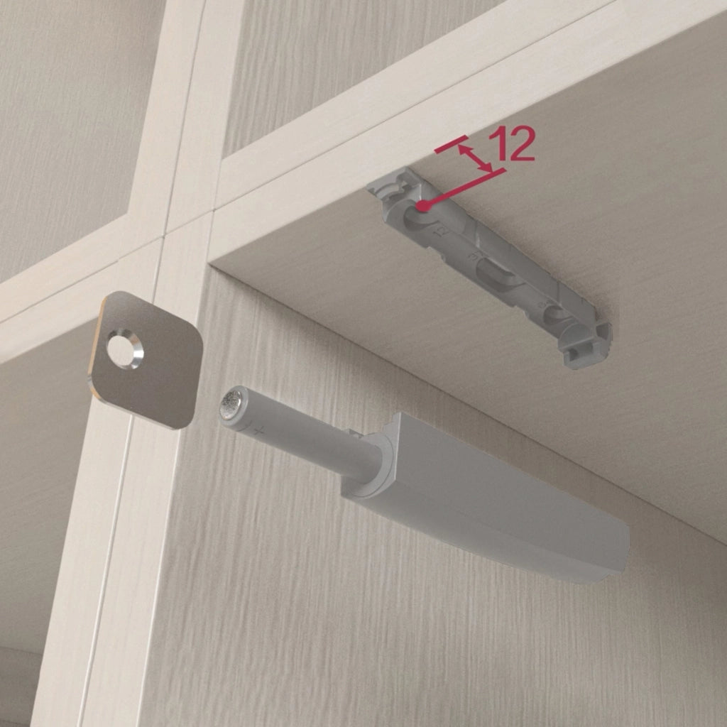 Emuca Chiudiporta Push Lite da avvitare nel mobile con regolazione, 80 mm, Magnetica, Plastica grigia, Tecnoplastica, 10 unitÃ 