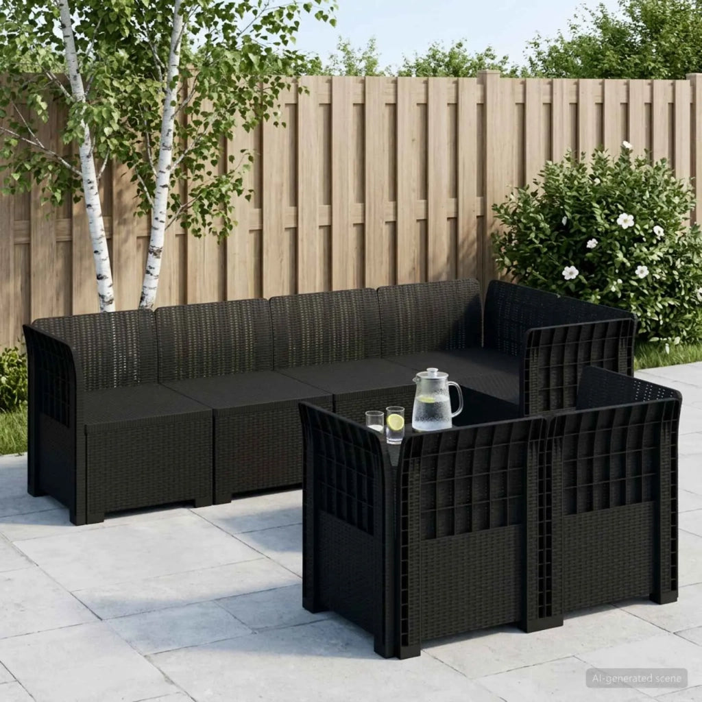 Divano da Giardino 7 Posti Aspetto Rattan PP Antracite 3444138