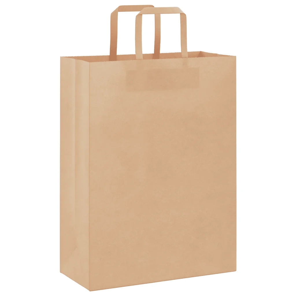 Sacchetti di Carta 250 pz con Manici Marrone 26x12x35 cm 4101814