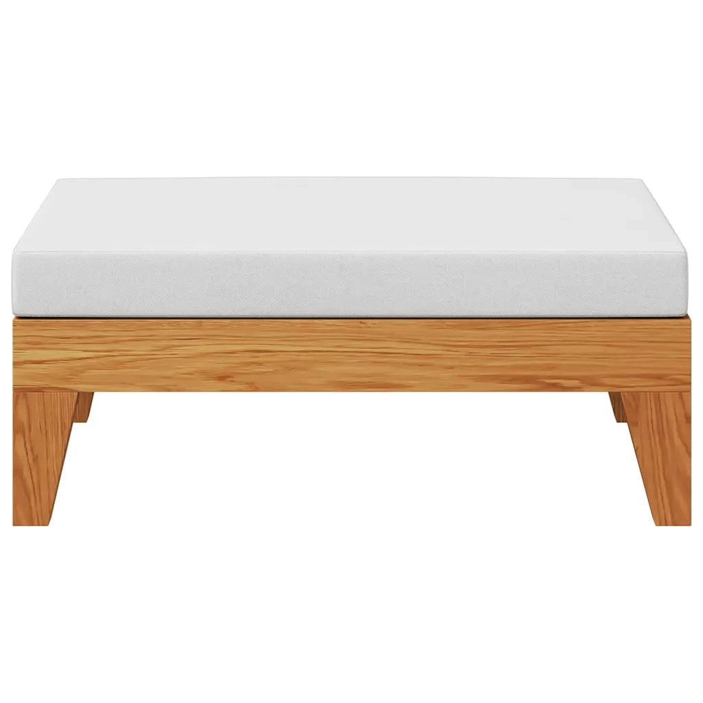 Sedia da giardino-Poggiapiedi con Cuscino Bianco Crema in Massello d'Acacia 398956