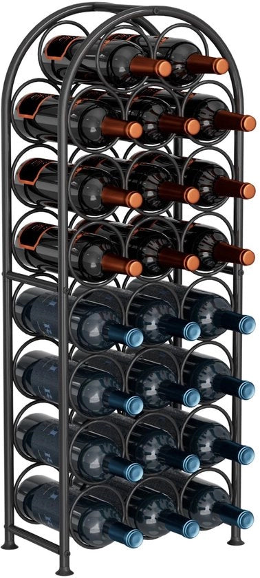 Wijnrek metallico a 23 flessini - Stante - Nero - Progettato a curva - Duraturo - Spazievolutivo - Conservazione del vino