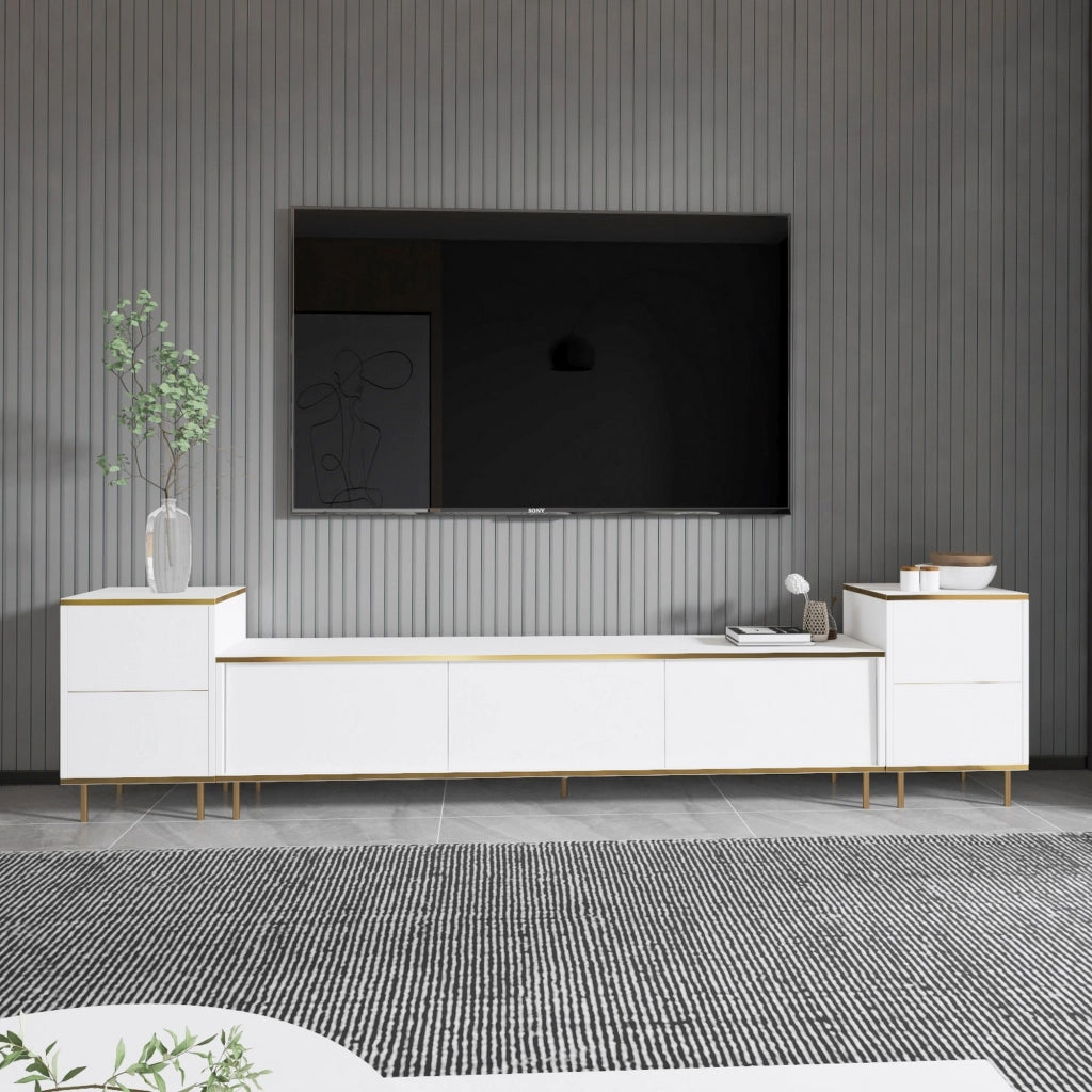 Cortin, Mobile Porta tv 2 Ripiani, 180x35x45h cm Bianco