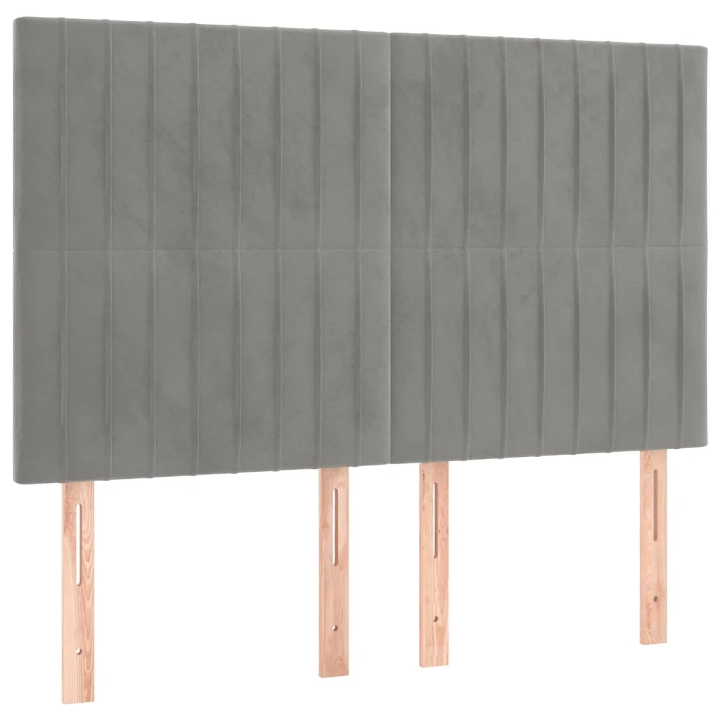 Letto a Molle Materasso e LED Grigio Chiaro 140x190 cm Velluto
