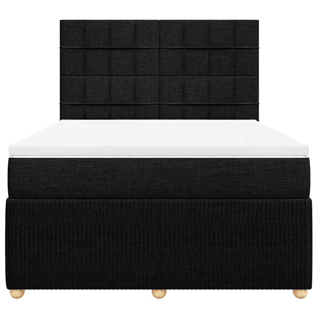 vidaXL Giroletto a Molle con Materasso Nero 140x190 cm in Tessuto