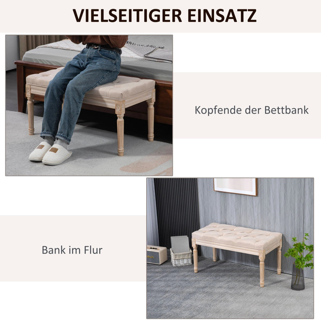 Panca imbottita vintage beige 80x40x43 cm