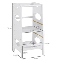 Torre Montessoriana per Bambini 3-6 Anni 40x50x90 cm con Altezza Regolabile in MDF Bianco