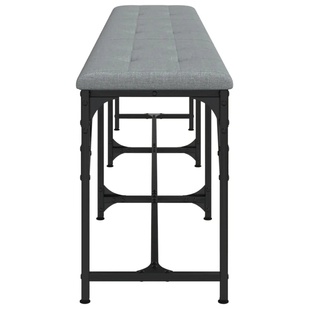 Panca da Pranzo-Sgabello-Panca da Cucina Grigio Chiaro 186x32x45 cm in Acciaio e Tessuto