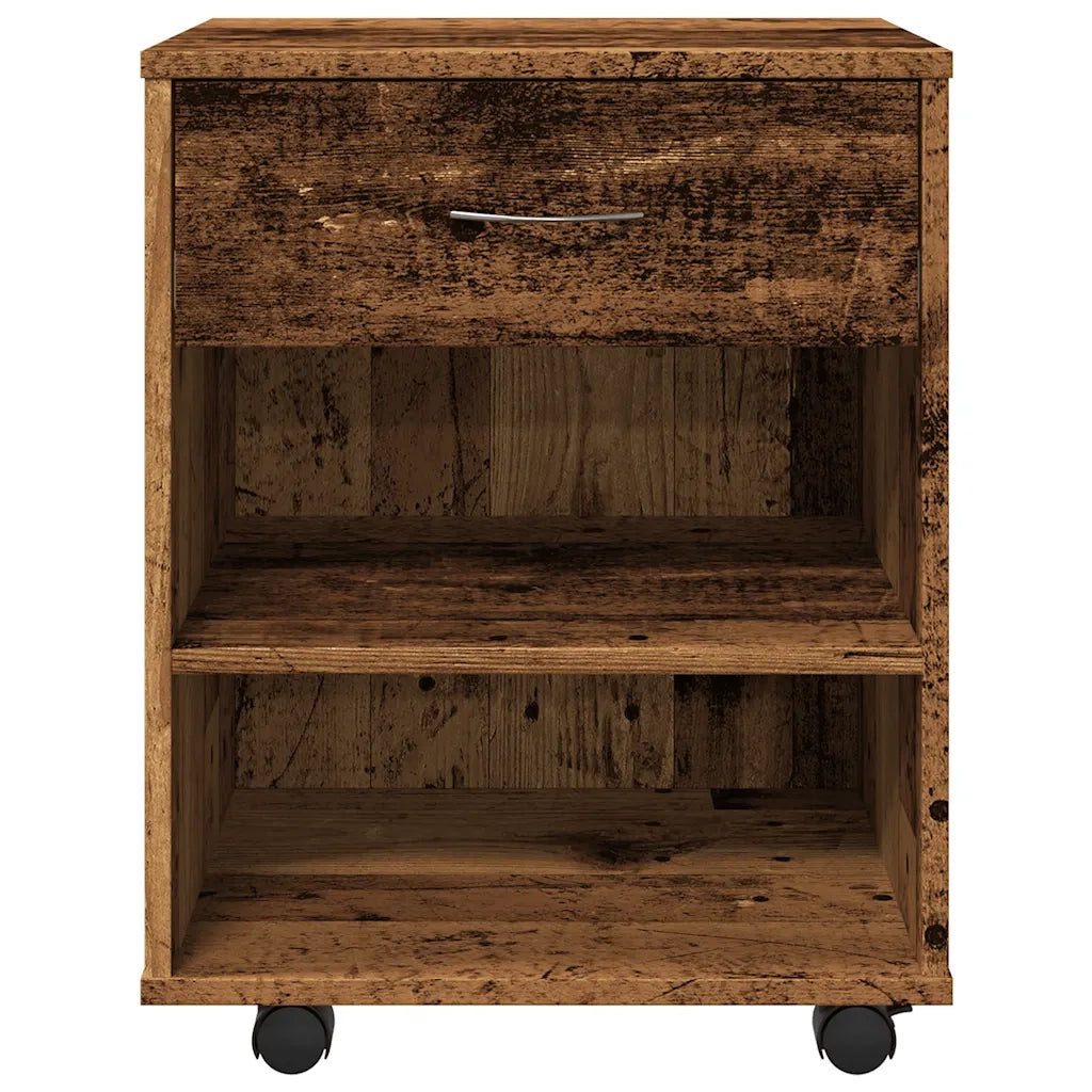 Mobiletto con Ruote Legno Antico 46x36x59 cm in Truciolato 856660