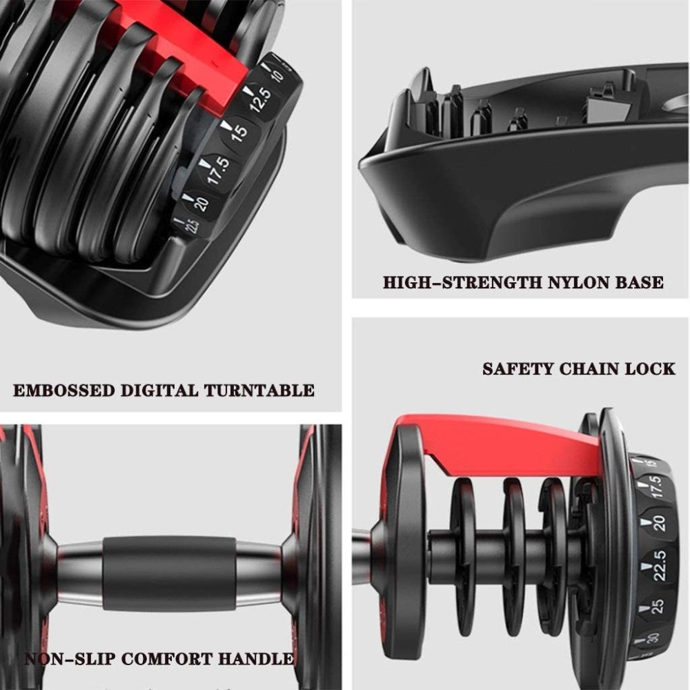 Trade Shop - Manubrio Pesi Dumbbell Regolabile A Carico Variabile Da 2 A 24kg Multifunzionale -