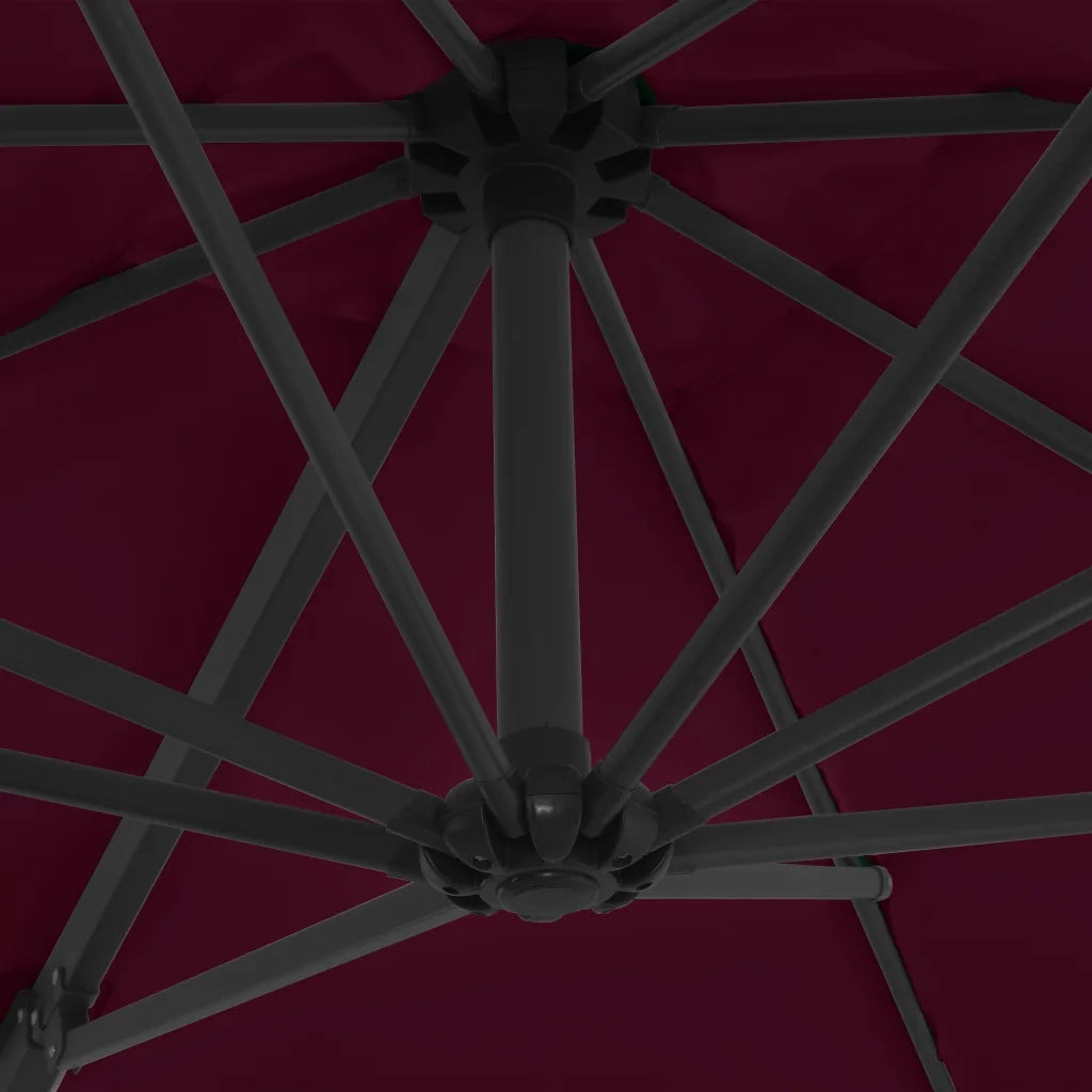 Ombrellone a Sbalzo con Palo in Acciaio 250x250 cm Bordeaux 312308