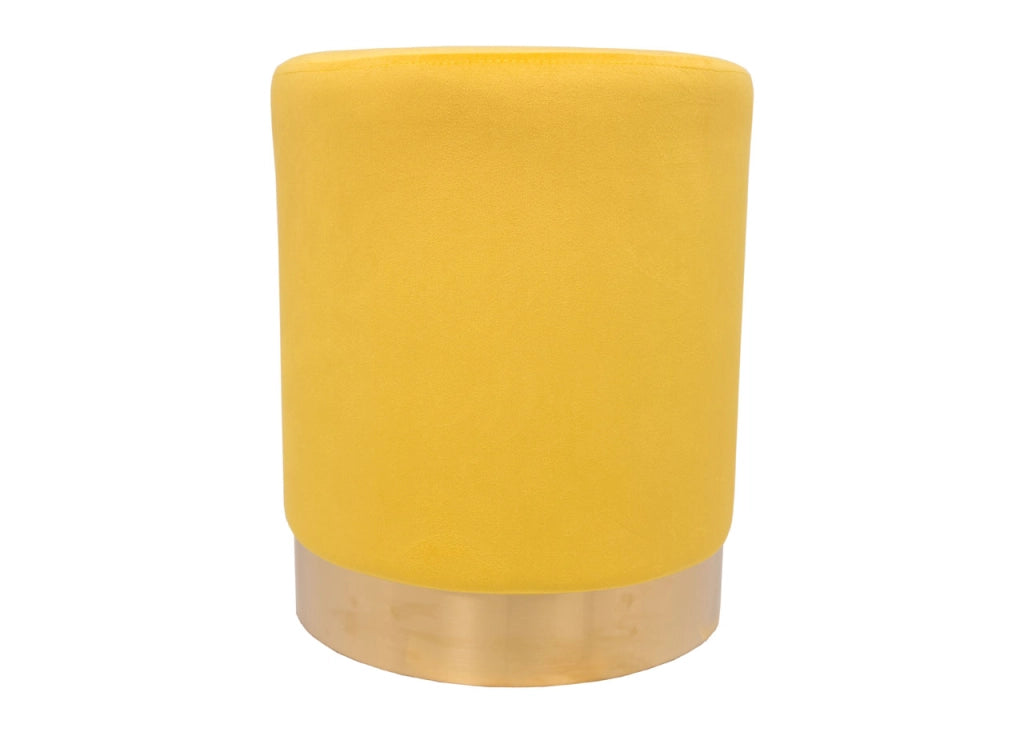 Pouf Salotto/Camera Rotondo Imbottito Modello Cilindro Velvet In Tinta Unita - Pouf - Senape