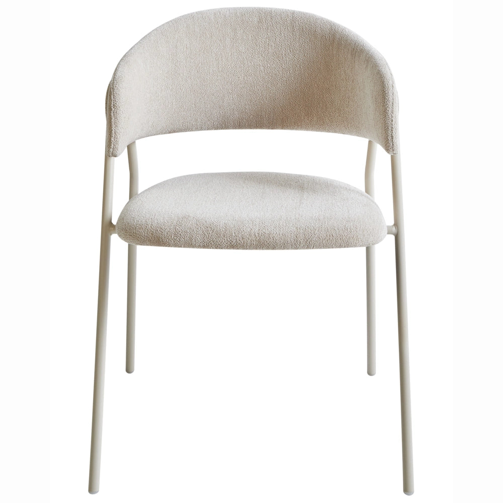 Set di 2 sedie da pranzo imbottite beige chiaro con braccioli Base in metallo Design moderno