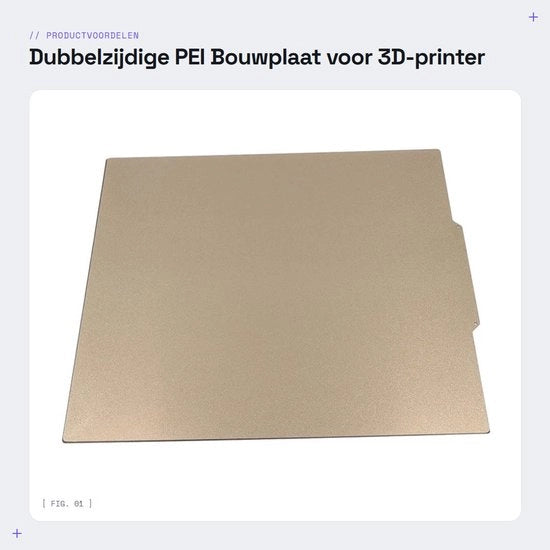 Piattaforma di stampa 3D in doppia faccia PEI - Superficie in acciaio magnetico - Adesivo forte - 430x430 mm - Resistente alla temperatura fino a 200°C - Resistente agli urti - Piattaforma di stampa