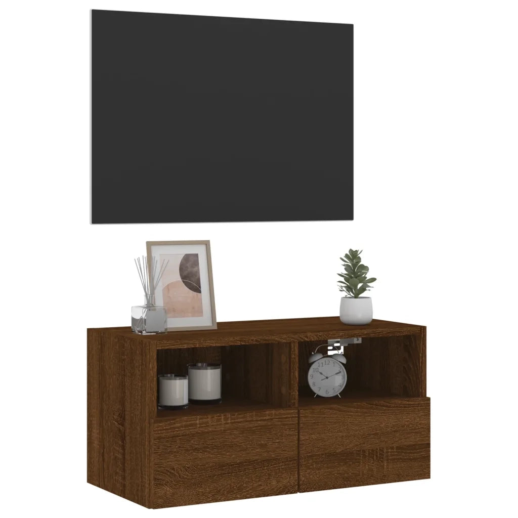 Mobile TV a Parete Rovere Marrone 60x30x30 cm Legno Multistrato 836866