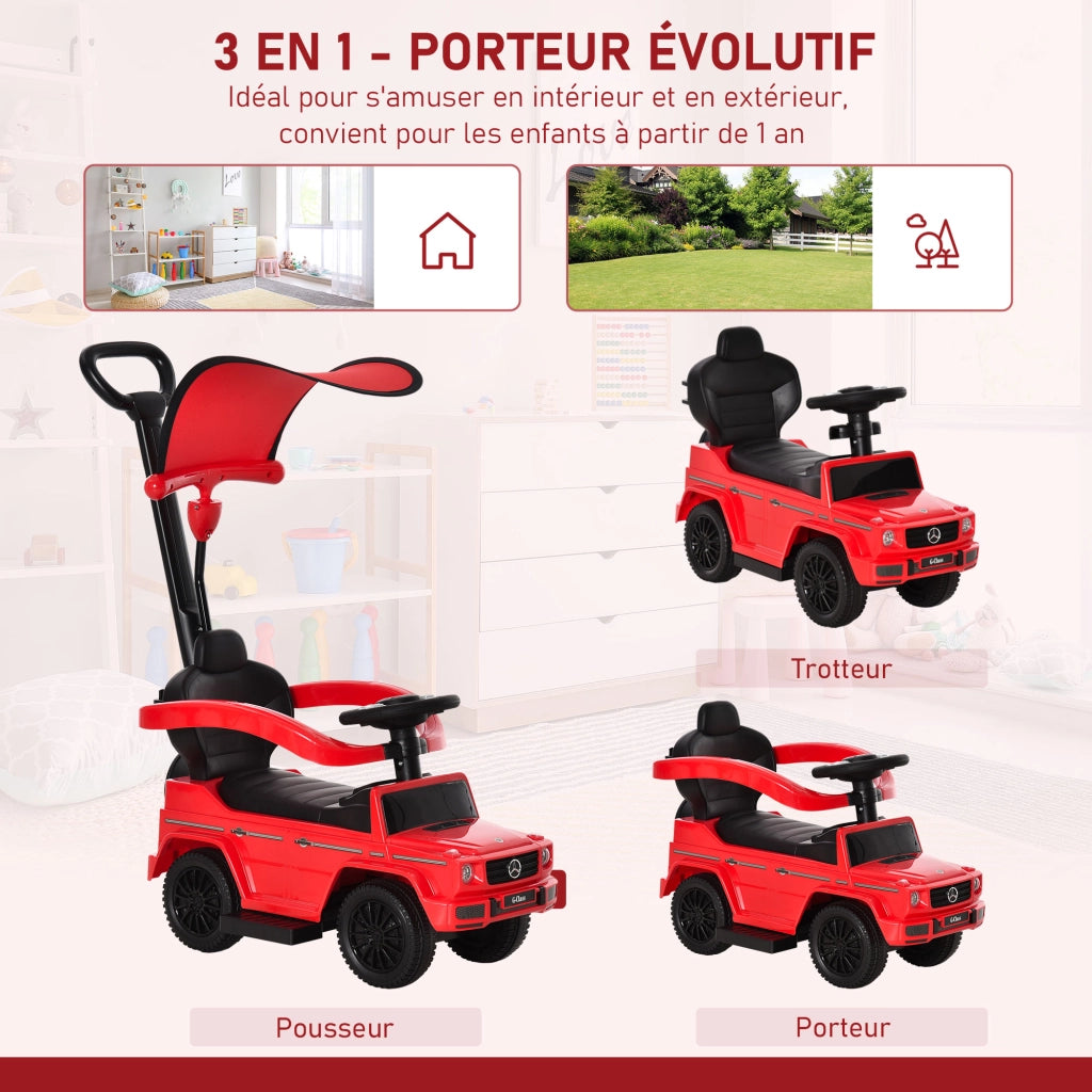 Porteur Auto per Bambini 12-36 Mesi ¨C Xylo ¨C Rosso con Clacson Parasole Pedane