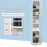 kleankin Colonna Bagno Salvaspazio in Legno con Specchio e Apertura a Pressione, 30x28x170cm, Bianco