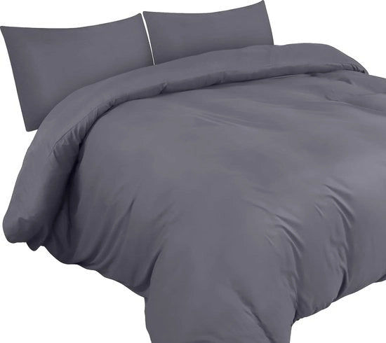 Set di coprifuoco in microvezzi - Coprifuoco 200x200cm con coprifuoco per cuscino 50x75cm - Set di coprifuoco in microvezzi - Grigio